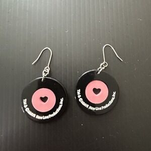 Hairspray Musical Official 2007 Vinyl Record Dangle Earrings Black Pink Official